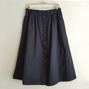 Vintage A-Line Elastic Waist Button Front Skirt